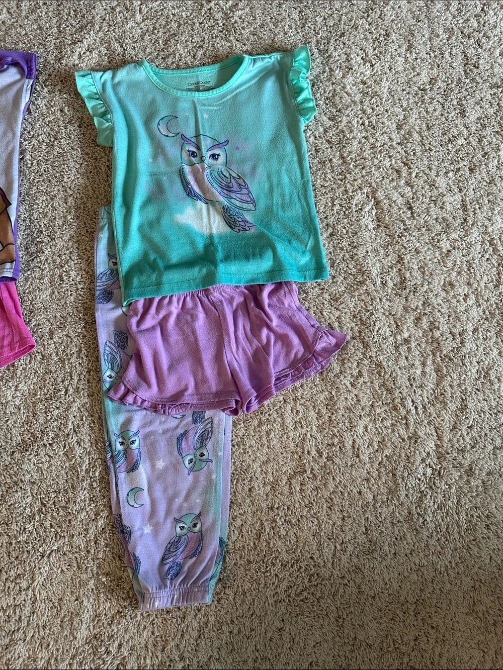 Barbie Girls Pink & Purple Pajama Set with Graphic Tee and Printed Leggings